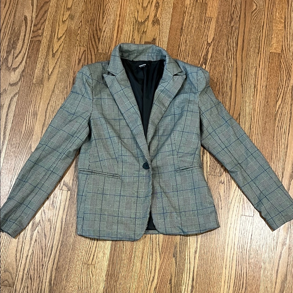 Women's Gray Plaid Blazer
